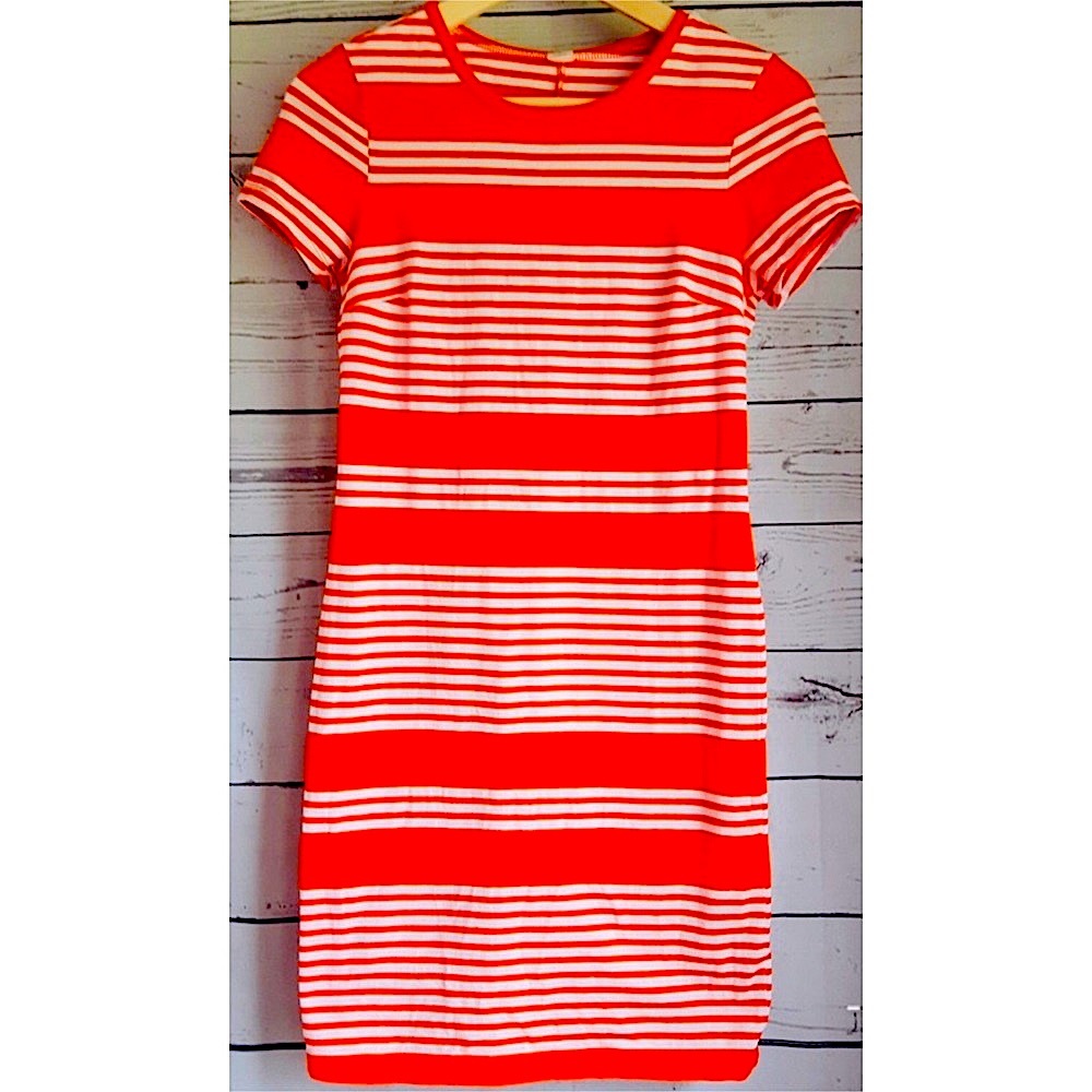 Old Navy Orange & White Stripe Cotton Dress
